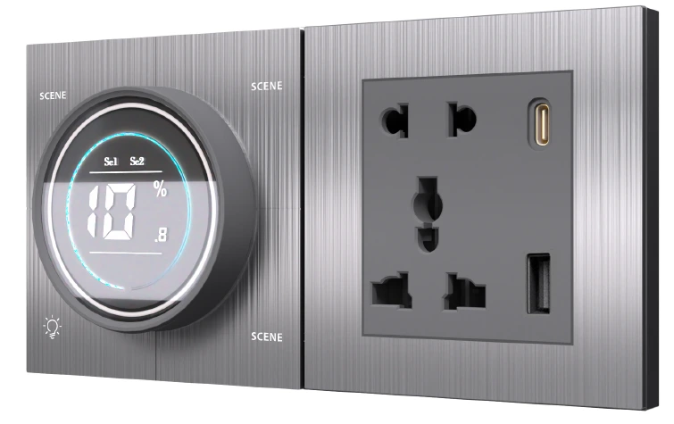 4S + Knob + Socket Stellar Smart Switch (Brushed Aluminum)
