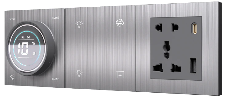 8S + Knob + Socket Stellar Smart Switch (Brushed Aluminum)