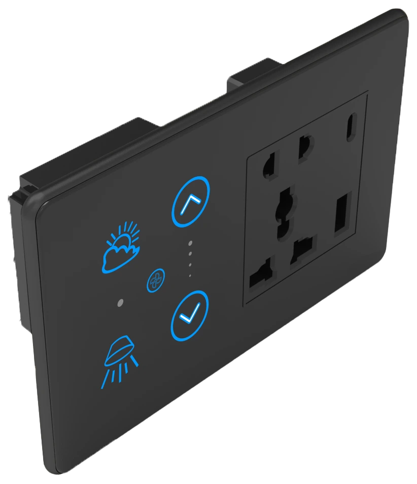 2S+1F+1SK Smart Touch Switch (Black, Black, WiFi)