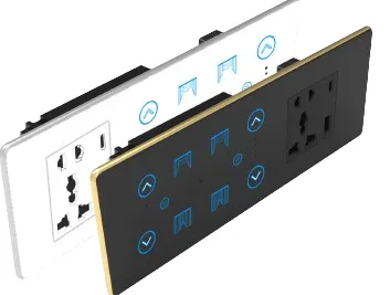 2F+2C+1SK Smart Touch Switch (Black, Black, WiFi)