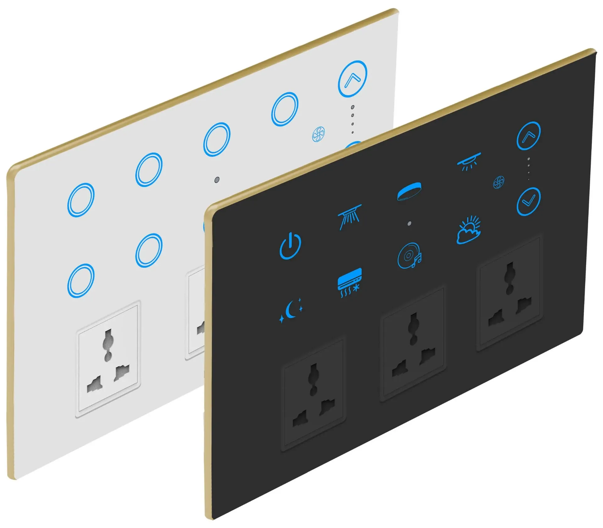 8S+1F+3SK Smart Touch Switch (Black, Black, WiFi)