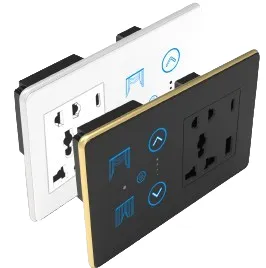 1F+1C+1SK Smart Touch Switch (Glass Black + Black, WiFi)