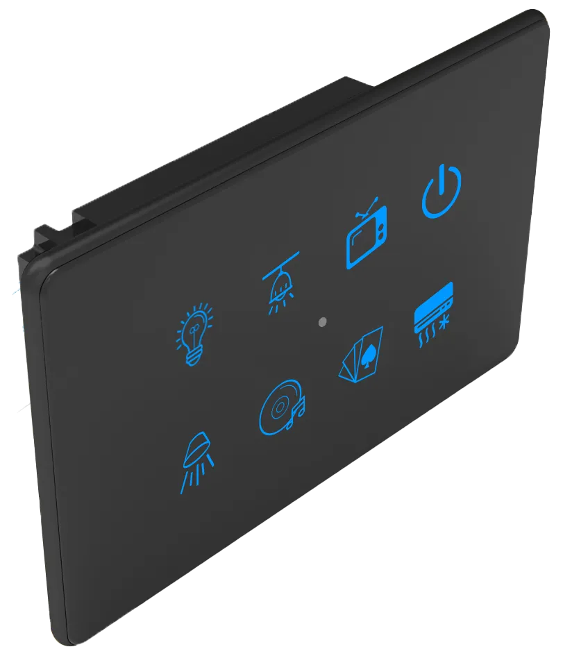 8S Smart Touch Switch (Glass Black + Black, WiFi)