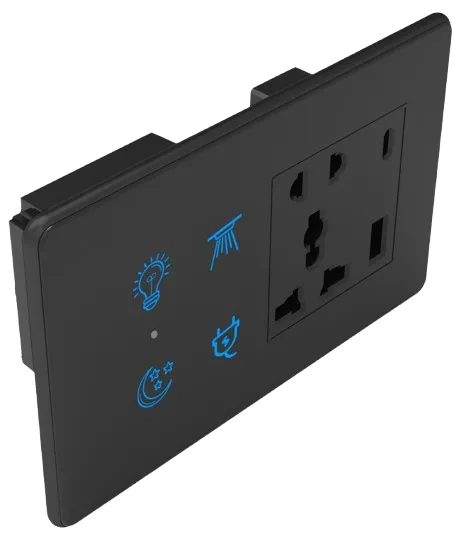 4S+1SK Smart Touch Switch (Glass Black + Black, WiFi)