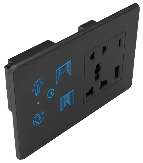 2S+1C+1SK Smart Touch Switch (Glass Black + Black, WiFi)