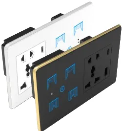 2C+1SK Smart Touch Switch (Glass Black + Black, WiFi)