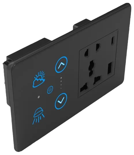 2S+1F+1SK Smart Touch Switch (Glass Black + Black, WiFi)