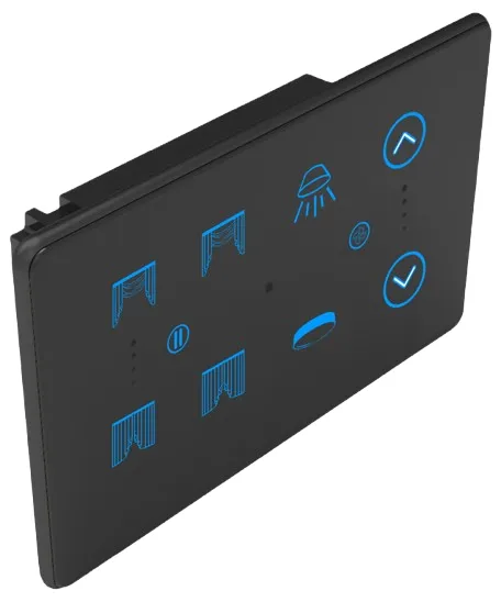 2S+1F+2C Smart Touch Switch (Glass Black + Black, WiFi)