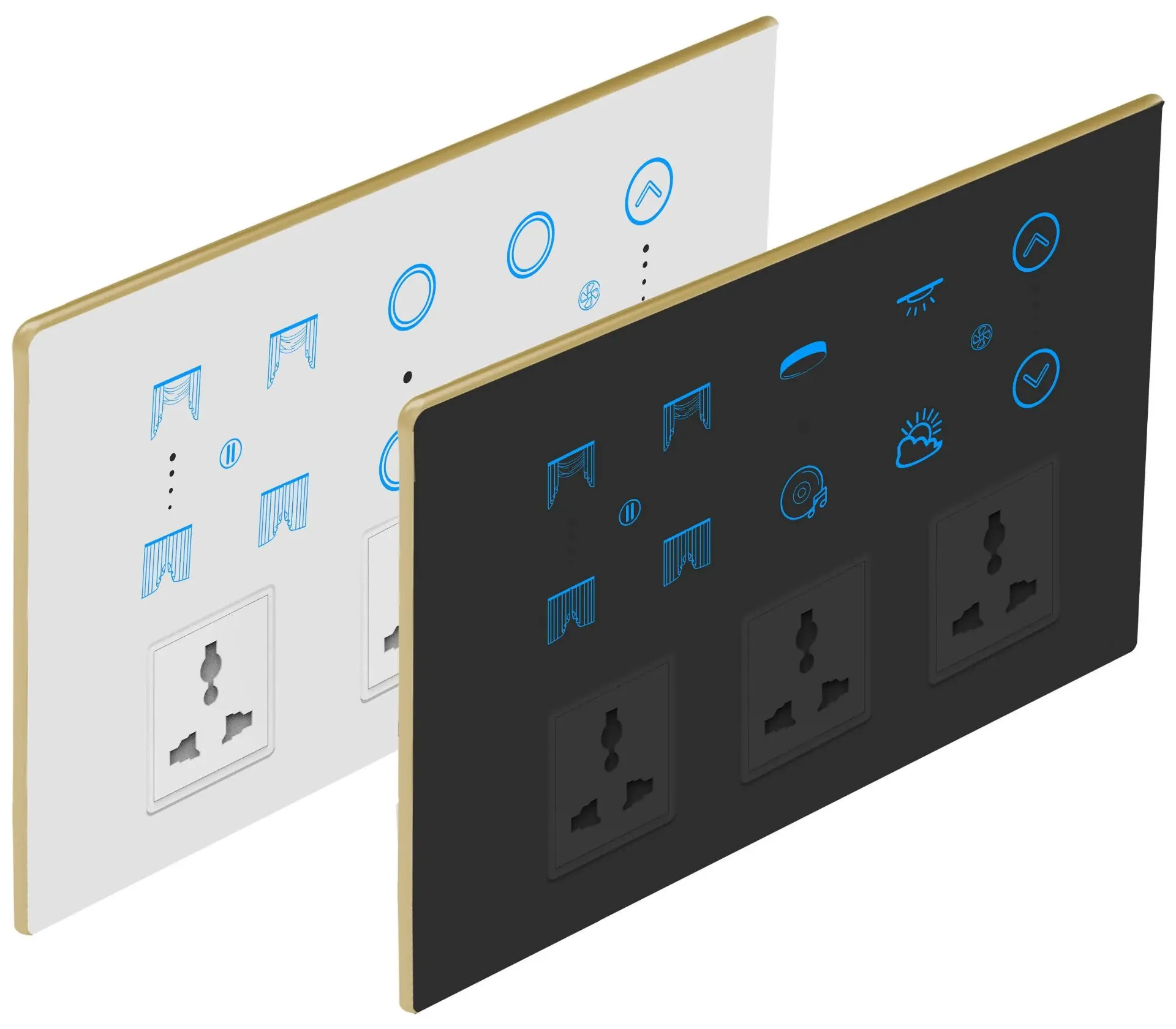 4S+1F+2C+3Sk Smart Touch Switch (Black, Black, WiFi)