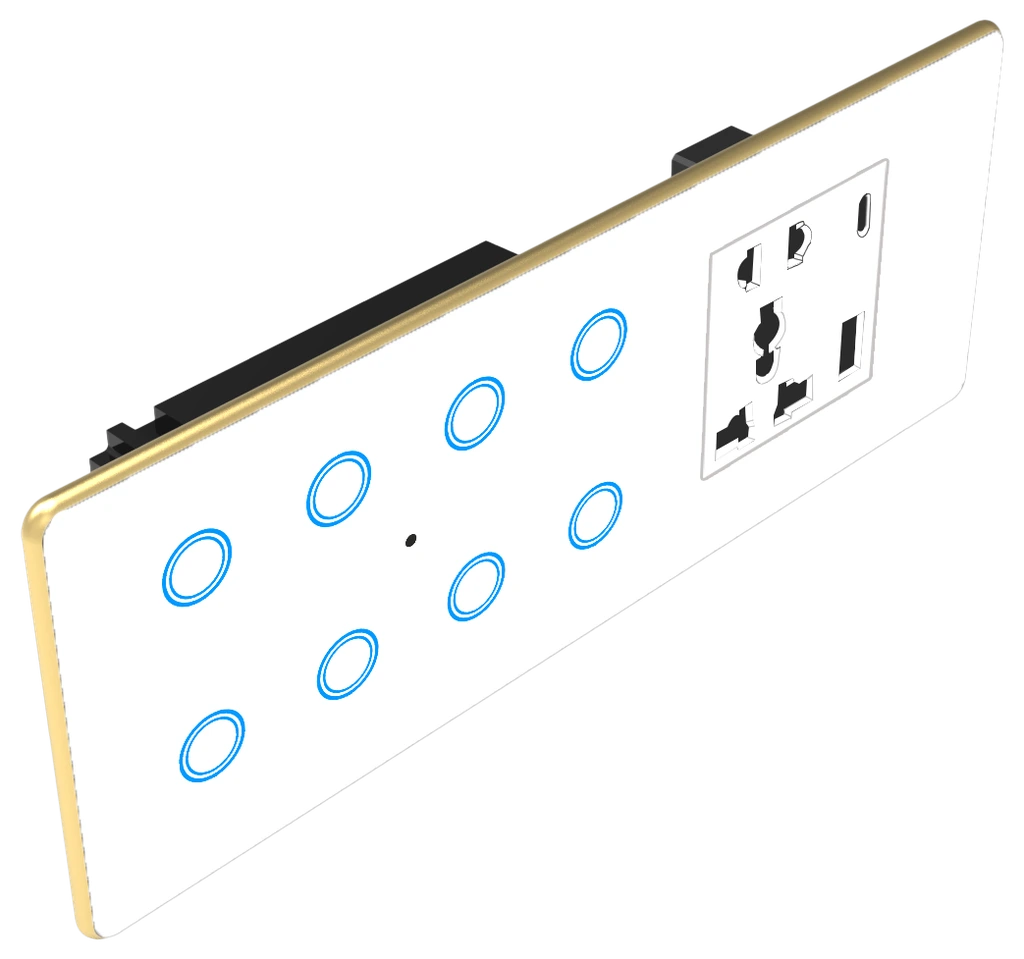 8S+1SK Smart Touch Switch (Glass Black + Black, WiFi)