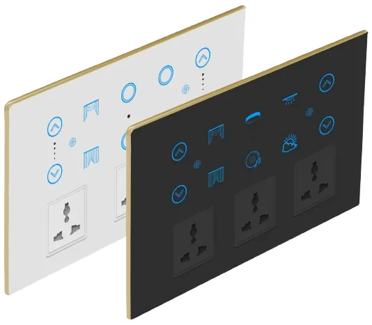 4S+2F+1C+3SK Smart Touch Switch (Glass Black + Black, WiFi)